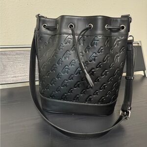 Glamaholic Lifestyle Large Black Embossed Bucket Bag